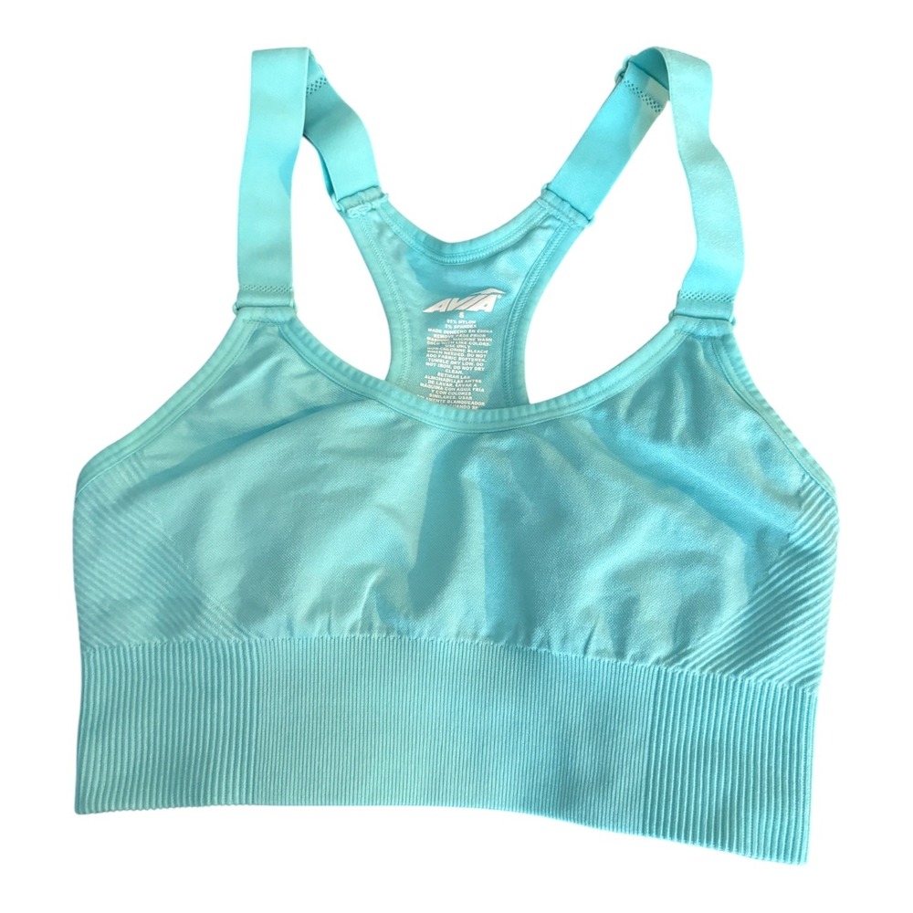 AVIA Sports Bra Womens Small Blue Racerback Seamless Padded Pocket Activewear